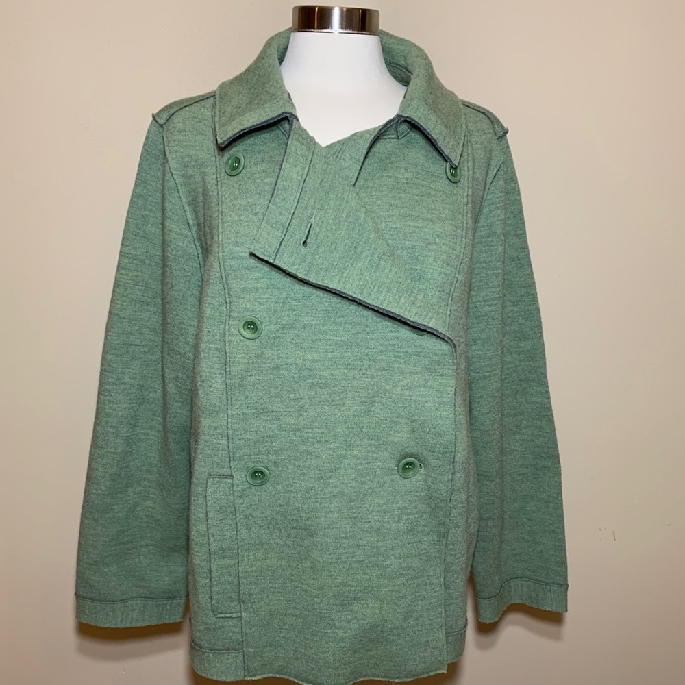 Eileen Fisher Merino Wool Double Breasted Peacoat